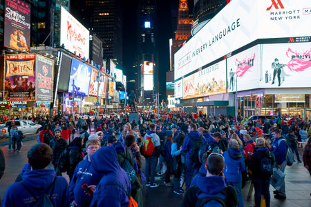 NEW YORK - CIRCA MARCH 2016: New York City at night. The City of New York, often called New York...