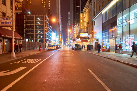 NEW YORK - CIRCA MARCH 2016: New York City at night. The City of New York, often called New York...