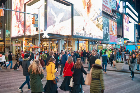 NEW YORK - CIRCA MARCH 2016: New York City at night. The City of New York, often called New York City or simply New York, is the most populous city in the United Statesのeditorial素材