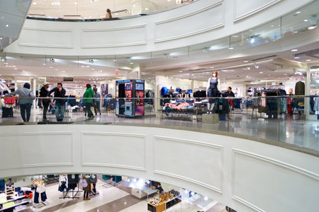 NEW YORK - MARCH 19, 2016: inside of Forever 21 in New-York. Forever 21 is an American chain of fast...