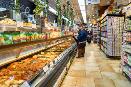 NEW YORK - CIRCA MARCH 2016:  inside of West Side Market. West Side Market is a supermarket at Broadway, New Yorkのeditorial素材