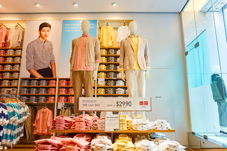 NEW-YORK - MARCH 20, 2016: inside of Uniqlo store. Uniqlo Co., Ltd. is a Japanese casual wear...