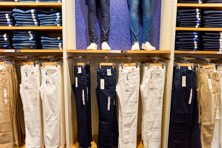 NEW-YORK - MARCH 20, 2016: inside of Uniqlo store. Uniqlo Co., Ltd. is a Japanese casual wear designer, manufacturer and retailer.のeditorial素材