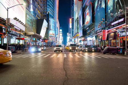 NEW YORK - CIRCA MARCH 2016: New York City at night. The City of New York, often called New York...