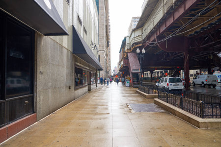CHICAGO, IL - CIRCA MARCH, 2016: streets of Chicago at daytime. Chicago, colloquially known as the "Windy City", is the third most populous city in the USA, following New York City and Los Angelesのeditorial素材