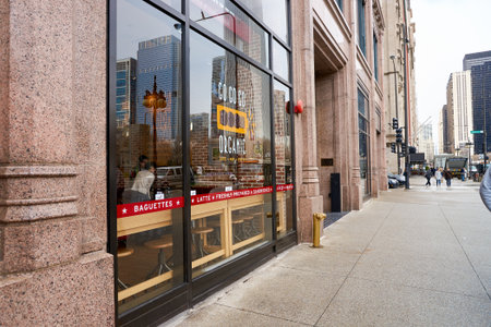 CHICAGO, IL - CIRCA MARCH, 2016: streets of Chicago at daytime. Chicago, colloquially known as the "Windy City", is the third most populous city in the USA, following New York City and Los Angelesのeditorial素材