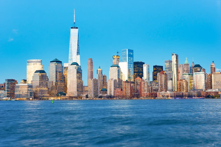 JERSEY CITY, NJ - MARCH 21, 2016: View of New York from Jersey City, New Jersey. The City of New York, often called New York City or simply New York, is the most populous city in the United States.のeditorial素材