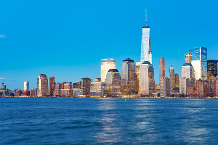 JERSEY CITY, NJ - MARCH 21, 2016: View of New York from Jersey City, New Jersey. The City of New York, often called New York City or simply New York, is the most populous city in the United States.のeditorial素材