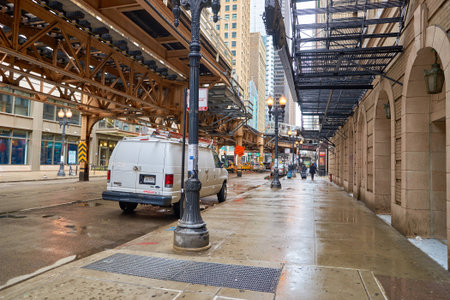 CHICAGO, IL - CIRCA MARCH, 2016: streets of Chicago at daytime. Chicago, colloquially known as the "Windy City", is the third most populous city in the USA, following New York City and Los Angelesのeditorial素材