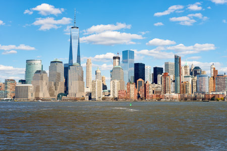 JERSEY CITY, NJ - MARCH 21, 2016: View of New York from Jersey City, New Jersey. The City of New York, often called New York City or simply New York, is the most populous city in the United States.のeditorial素材