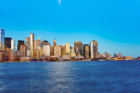 JERSEY CITY, NJ - MARCH 21, 2016: View of New York from Jersey City, New Jersey. The City of New York, often called New York City or simply New York, is the most populous city in the United States.のeditorial素材
