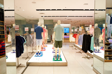 CHICAGO, IL - MARCH 24, 2016: inside of Uniqlo store. Uniqlo Co., Ltd. is a Japanese casual wear...