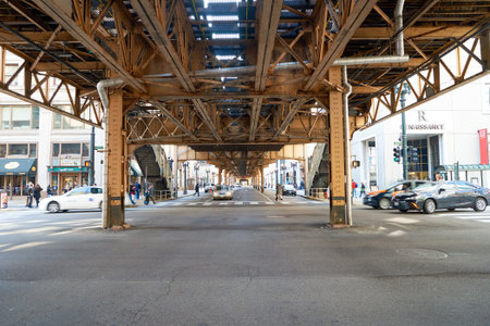 CHICAGO, IL - CIRCA MARCH, 2016: streets of Chicago at daytime. Chicago, colloquially known as the "Windy City", is the third most populous city in the USA, following New York City and Los Angelesのeditorial素材
