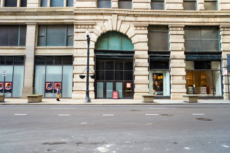 CHICAGO, IL - CIRCA MARCH, 2016: streets of Chicago at daytime. Chicago, colloquially known as the "Windy City", is the third most populous city in the USA, following New York City and Los Angelesのeditorial素材