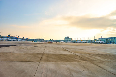 FRANKFURT, GERMANY - MARCH 13, 2016: view of Frankfurt Airport in the morning. Frankfurt Airport is...