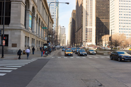 CHICAGO, IL - CIRCA MARCH, 2016: streets of Chicago at daytime. Chicago, colloquially known as the...