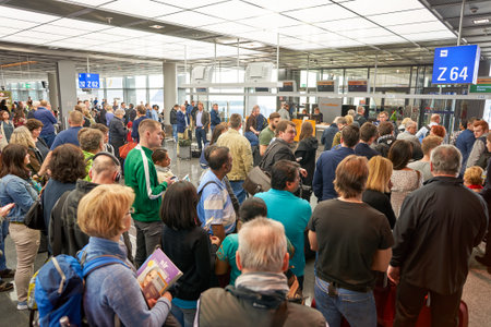 FRANKFURT, GERMANY - MARCH 13, 2016: inside of Frankfurt Airport. Frankfurt Airport is a major...