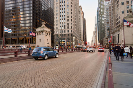 CHICAGO, IL - CIRCA MARCH, 2016: streets of Chicago at daytime. Chicago, colloquially known as the...