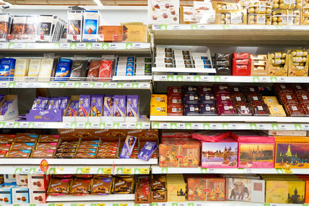 PATTAYA, THAILAND - CIRCA FEBRUARY, 2016: inside Big C Extra hypermarket. It offers a wider range of premium fresh and dry food items, imported products, and wine than a Big C Supercenter.のeditorial素材
