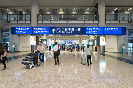 HONG KONG - MARCH 08, 2016: inside of Hong Kong International Airport. Hong Kong International Airport is the main airport in Hong Kongのeditorial素材