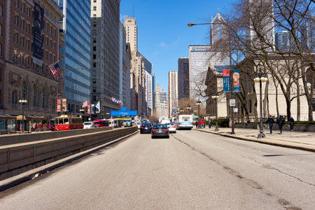 CHICAGO, IL - CIRCA MARCH, 2016: streets of Chicago at daytime. Chicago, colloquially known as the...
