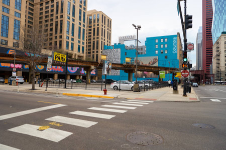 CHICAGO, IL - CIRCA MARCH, 2016: streets of Chicago at daytime. Chicago, colloquially known as the "Windy City", is the third most populous city in the USA, following New York City and Los Angelesのeditorial素材