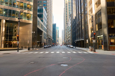 CHICAGO, IL - CIRCA APRIL, 2016: streets of Chicago at daytime. Chicago, colloquially known as the "Windy City", is the third most populous city in the USA, following New York and Los Angelesのeditorial素材