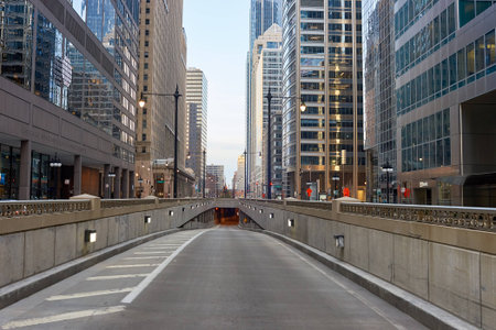 CHICAGO, IL - CIRCA APRIL, 2016: streets of Chicago at daytime. Chicago, colloquially known as the "Windy City", is the third most populous city in the USA, following New York and Los Angelesのeditorial素材