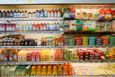 NEW YORK - CIRCA MARCH 2016: inside of Gourmet Garage. Gourmet Garage is a privately held mini-chain of specialty/natural food markets headquartered in New York City with six locations in Manhattanのeditorial素材