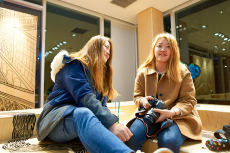 CHICAGO, IL - CIRCA APRIL, 2016: inside of Starbucks Cafe. Starbucks Corporation is an American global coffee company and coffeehouse chain based in Seattle, Washingtonのeditorial素材