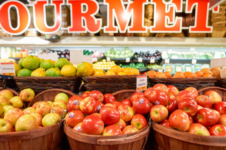 NEW YORK - CIRCA MARCH 2016: inside of Gourmet Garage. Gourmet Garage is a privately held mini-chain of specialty/natural food markets headquartered in New York City with six locations in Manhattanのeditorial素材