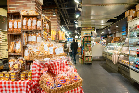 NEW YORK - CIRCA MARCH 2016: inside of Gourmet Garage. Gourmet Garage is a privately held mini-chain of specialty/natural food markets headquartered in New York City with six locations in Manhattanのeditorial素材