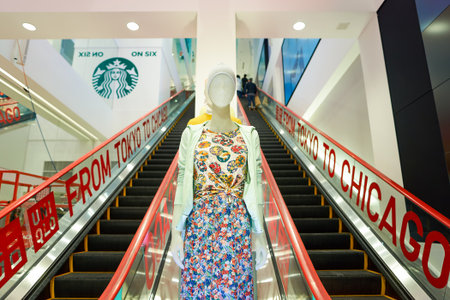 CHICAGO, IL - APRIL 01, 2016: inside of Uniqlo store. Uniqlo Co., Ltd. is a Japanese casual wear...