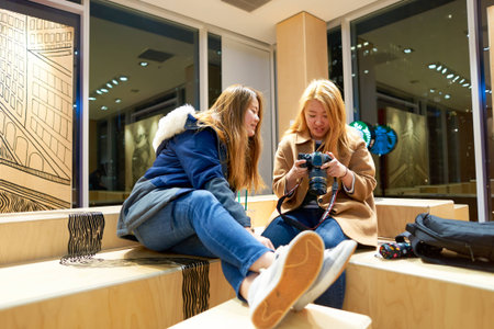 CHICAGO, IL - CIRCA APRIL, 2016: inside of Starbucks Cafe. Starbucks Corporation is an American global coffee company and coffeehouse chain based in Seattle, Washingtonのeditorial素材