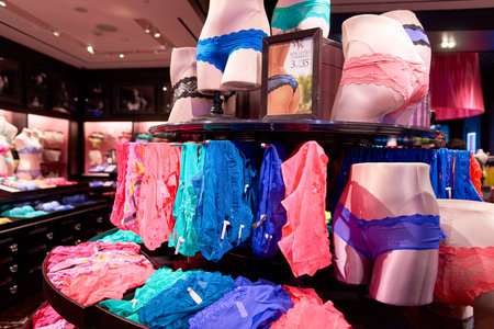 NEW-YORK - MARCH 15, 2016: interior of Victoria's Secret store. Victoria's Secret is the largest American retailer of women's lingerie. The company sells lingerie, womenswear, and beauty productsのeditorial素材