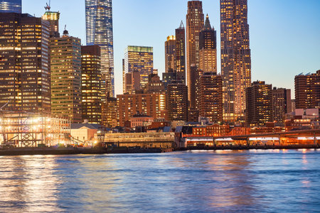 NEW YORK - CIRCA MARCH 2016: view of New-York City from Brooklyn. The City of New York, often called New York City or simply New York, is the most populous city in the United Statesのeditorial素材
