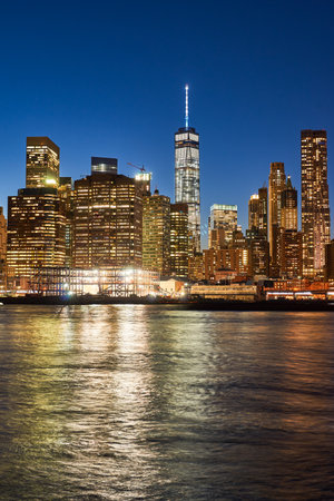 NEW YORK - CIRCA MARCH 2016: view of New-York City from Brooklyn. The City of New York, often called New York City or simply New York, is the most populous city in the United Statesのeditorial素材
