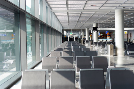 FRANKFURT, GERMANY - MARCH 13, 2016: inside of Frankfurt Airport. Frankfurt Airport is a major international airport located in Frankfurt and the major hub for Lufthansaのeditorial素材