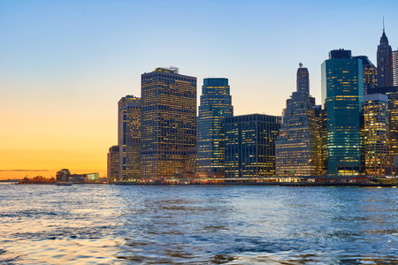 NEW YORK - CIRCA MARCH 2016: view of New-York City from Brooklyn. The City of New York, often called New York City or simply New York, is the most populous city in the United Statesのeditorial素材