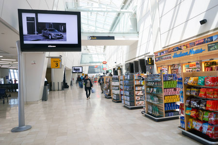 NEW YORK - APRIL 06, 2016: inside of JFK airport. John F. Kennedy International Airport is a major...