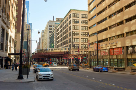 CHICAGO, IL - CIRCA APRIL, 2016: streets of Chicago at daytime. Chicago, colloquially known as the...