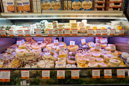 NEW YORK - CIRCA MARCH 2016: inside of Gourmet Garage. Gourmet Garage is a privately held mini-chain of specialty/natural food markets headquartered in New York City with six locations in Manhattanのeditorial素材