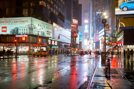 NEW YORK - CIRCA MARCH 2016: New York City at night. The City of New York, often called New York...