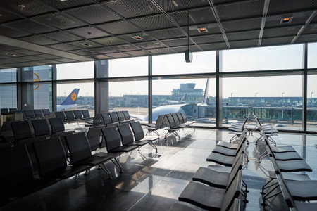 FRANKFURT, GERMANY - MARCH 13, 2016: inside of Frankfurt Airport. Frankfurt Airport is a major international airport located in Frankfurt and the major hub for Lufthansaのeditorial素材