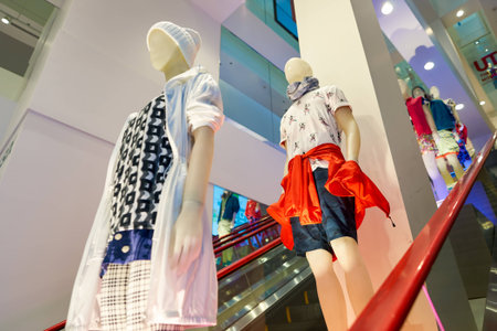 CHICAGO, IL - APRIL 01, 2016: inside of Uniqlo store. Uniqlo Co., Ltd. is a Japanese casual wear designer, manufacturer and retailer.のeditorial素材