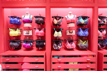 NEW-YORK - MARCH 15, 2016: interior of Victoria's Secret store. Victoria's Secret is the largest American retailer of women's lingerie. The company sells lingerie, womenswear, and beauty productsのeditorial素材