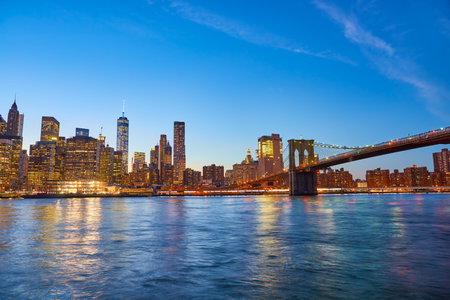 NEW YORK - CIRCA MARCH 2016: view of New-York City from Brooklyn. The City of New York, often called New York City or simply New York, is the most populous city in the United Statesのeditorial素材