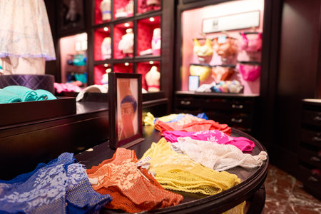 NEW-YORK - MARCH 15, 2016: interior of Victoria's Secret store. Victoria's Secret is the largest American retailer of women's lingerie. The company sells lingerie, womenswear, and beauty productsのeditorial素材