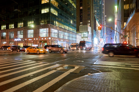 NEW YORK - CIRCA MARCH 2016: New York City at night. The City of New York, often called New York...
