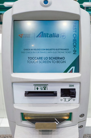 ROME, ITALY - AUGUST 04, 2015: inside of Fiumicino Airport. Fiumicino - Leonardo da Vinci...
